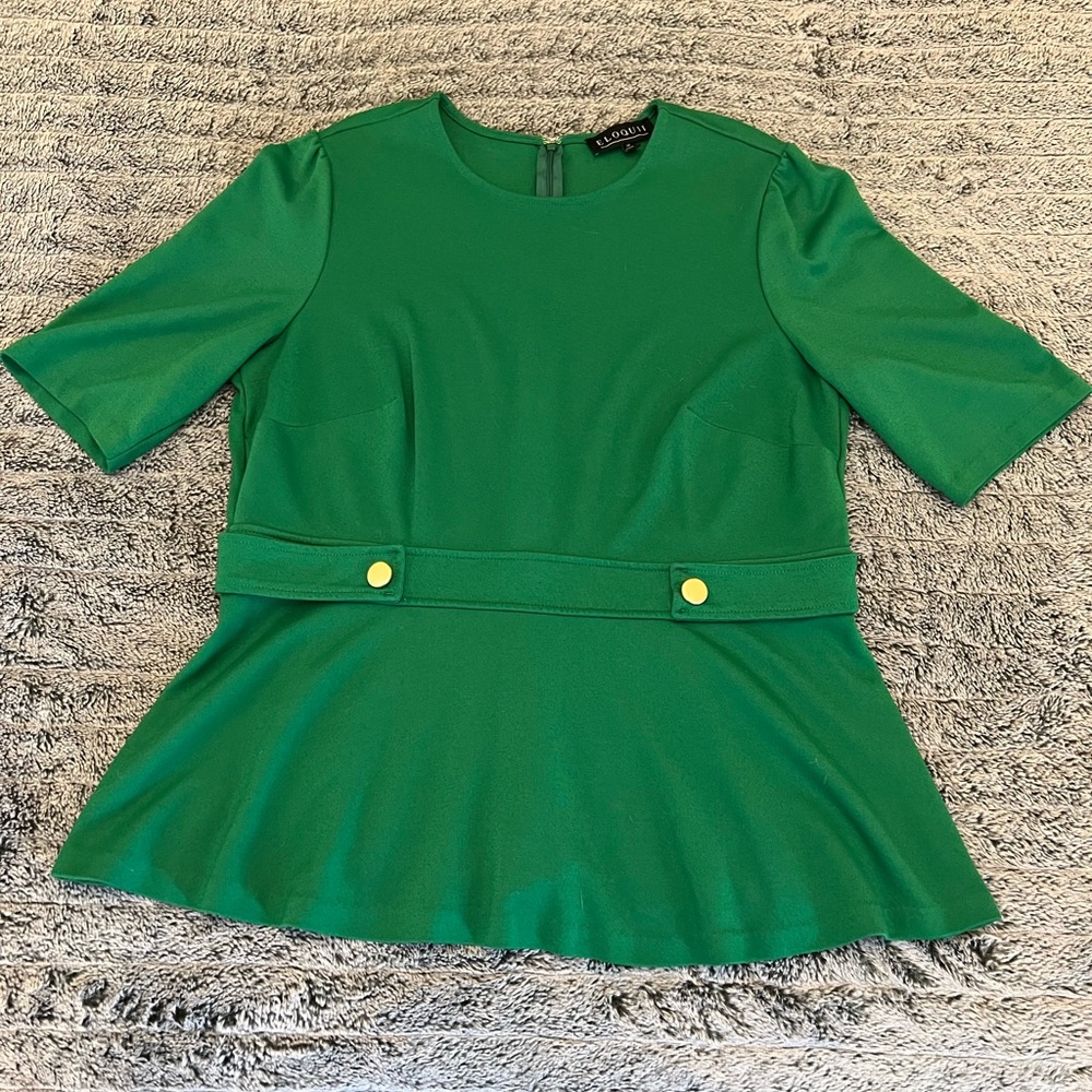 Eloquii | emerald green peplum top